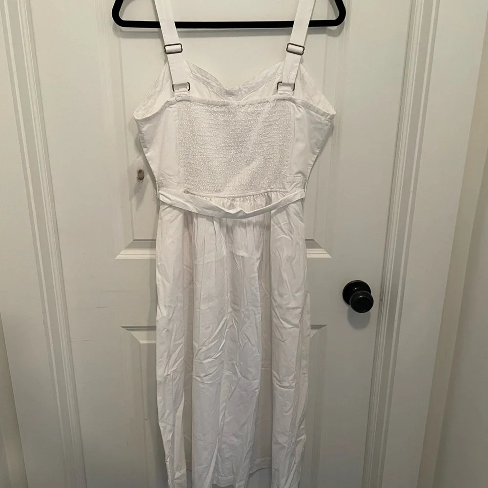 Time And Tru White Button Down Belted Summer Dress Sz L (12-14) - Picture 5 of 8